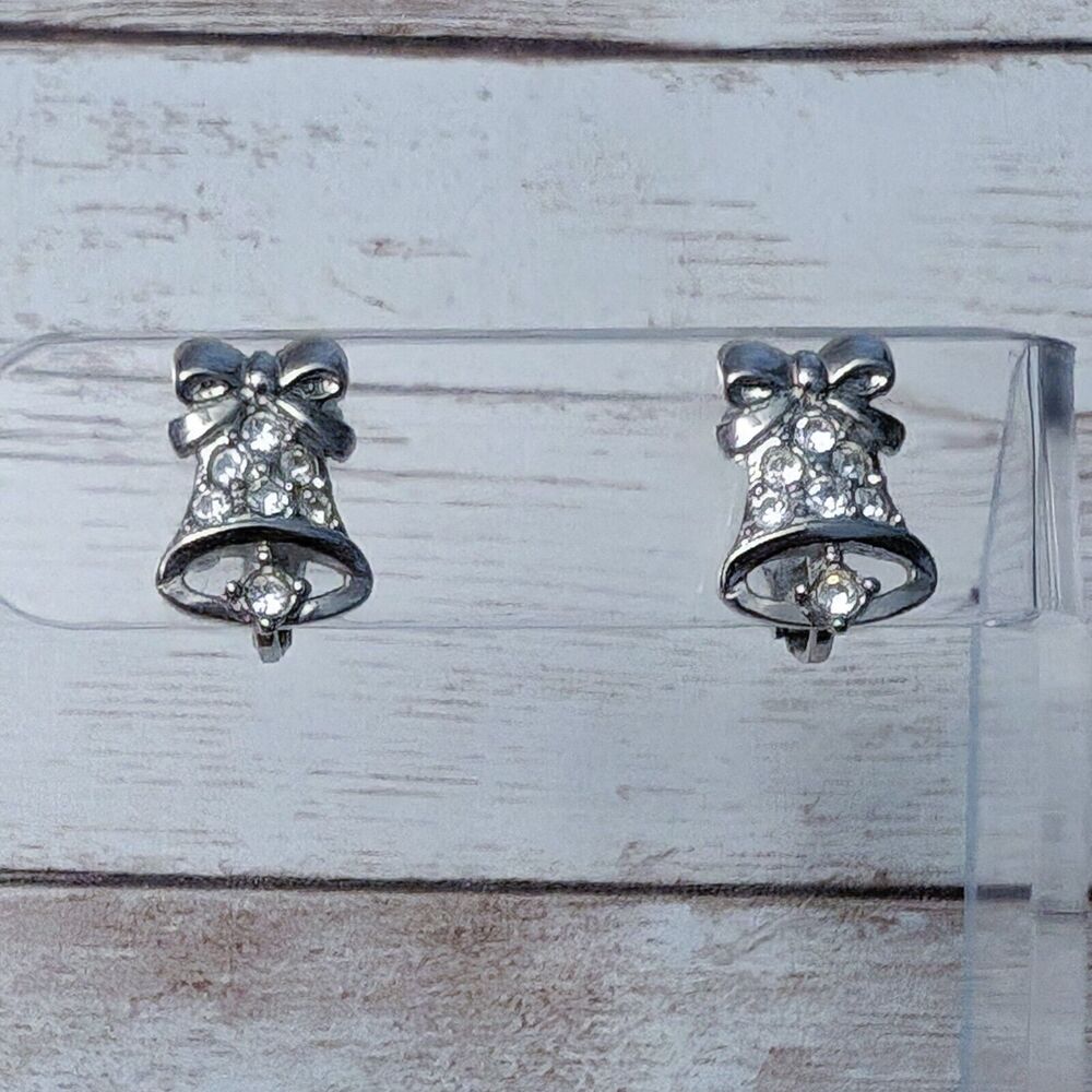 Vintage Clip On Earrings Bell with Bow - Small 5/8"